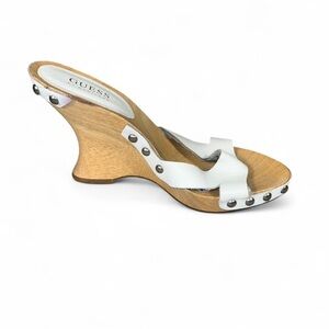 Guess White and Tan Women's Mules